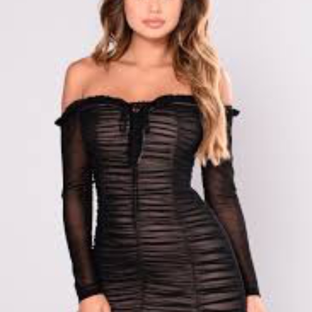 Fashion Nova Rouched Maura Mesh Dress - Picture 2 of 5